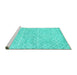 Sideview of Machine Washable Abstract Turquoise Contemporary Area Rugs, wshcon1856turq