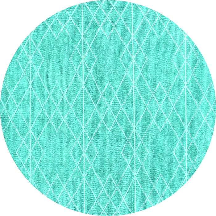 Round Abstract Turquoise Contemporary Rug, con1856turq