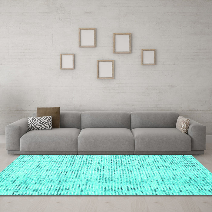 Machine Washable Solid Turquoise Modern Area Rugs in a Living Room,, wshcon1857turq