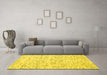 Machine Washable Solid Yellow Modern Rug in a Living Room, wshcon1857yw