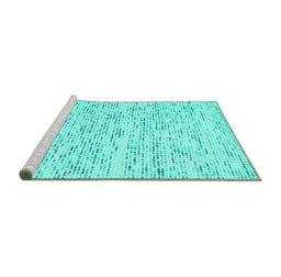 Sideview of Machine Washable Solid Turquoise Modern Area Rugs, wshcon1857turq