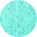 Round Machine Washable Solid Turquoise Modern Area Rugs, wshcon1857turq