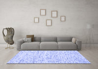 Machine Washable Solid Blue Modern Rug, wshcon1857blu