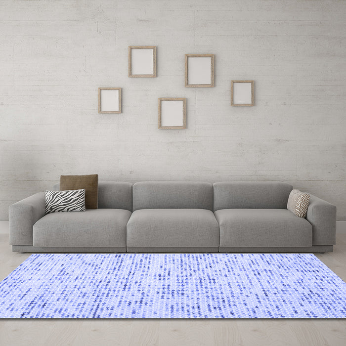 Machine Washable Solid Blue Modern Rug in a Living Room, wshcon1857blu