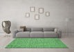 Machine Washable Abstract Emerald Green Contemporary Area Rugs in a Living Room,, wshcon1858emgrn