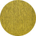 Round Machine Washable Abstract Yellow Contemporary Rug, wshcon1858yw