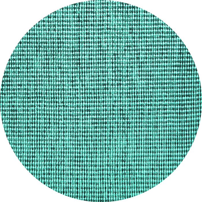 Round Machine Washable Abstract Turquoise Contemporary Area Rugs, wshcon1858turq
