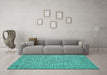 Machine Washable Abstract Turquoise Contemporary Area Rugs in a Living Room,, wshcon1858turq