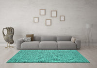 Machine Washable Abstract Turquoise Contemporary Rug, wshcon1858turq