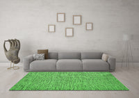 Machine Washable Abstract Green Contemporary Rug, wshcon1858grn