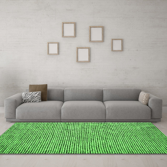 Machine Washable Abstract Green Contemporary Area Rugs in a Living Room,, wshcon1858grn