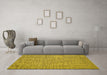 Machine Washable Abstract Yellow Contemporary Rug in a Living Room, wshcon1858yw