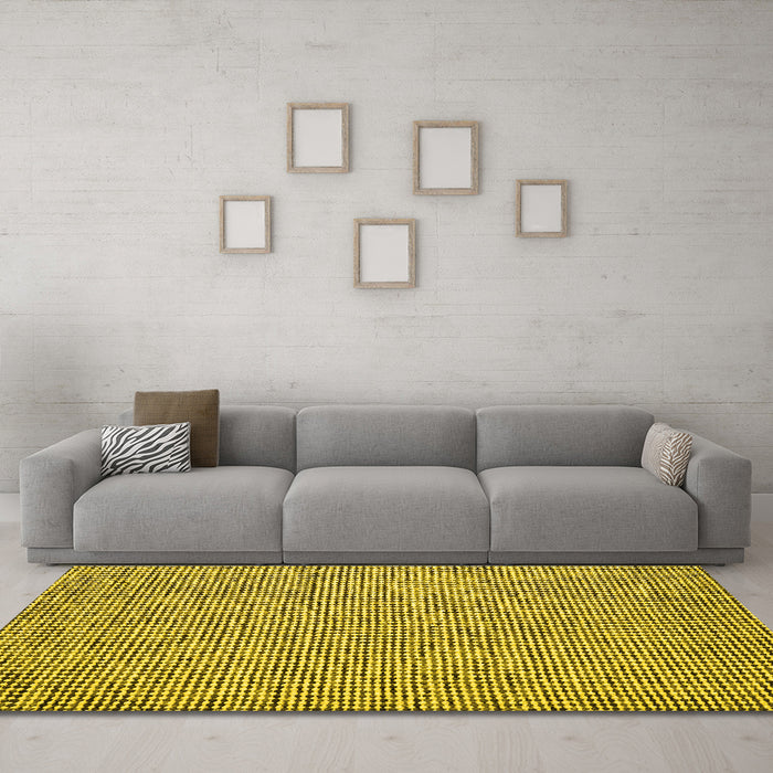 Machine Washable Abstract Yellow Contemporary Rug in a Living Room, wshcon1858yw