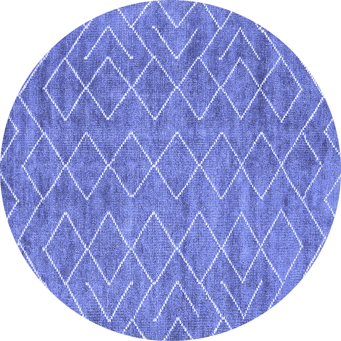 Round Abstract Blue Contemporary Rug, con1859blu