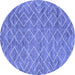 Round Abstract Blue Contemporary Rug, con1859blu