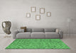 Machine Washable Abstract Emerald Green Contemporary Area Rugs in a Living Room,, wshcon1859emgrn