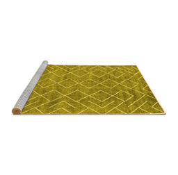 Sideview of Machine Washable Abstract Yellow Contemporary Rug, wshcon1859yw