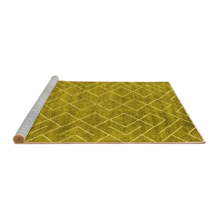 Sideview of Machine Washable Abstract Yellow Contemporary Rug, wshcon1859yw