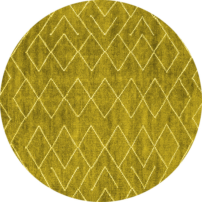 Round Abstract Yellow Contemporary Rug, con1859yw