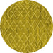 Round Abstract Yellow Contemporary Rug, con1859yw