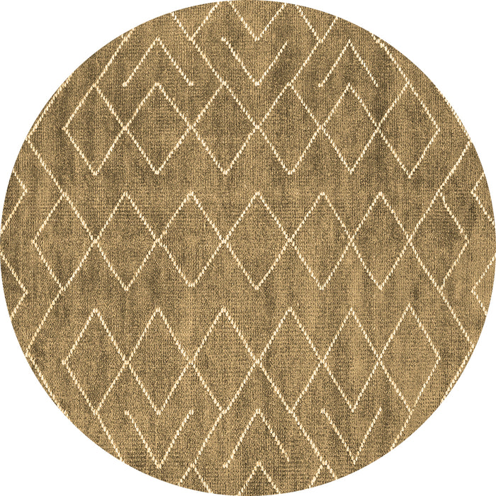 Round Abstract Brown Contemporary Rug, con1859brn