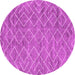 Round Machine Washable Abstract Pink Contemporary Rug, wshcon1859pnk