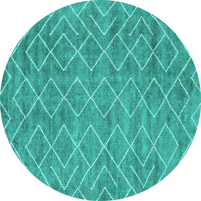 Round Abstract Turquoise Contemporary Rug, con1859turq