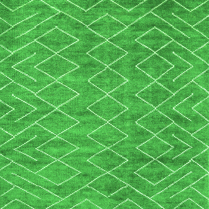Round Machine Washable Abstract Green Contemporary Area Rugs, wshcon1859grn