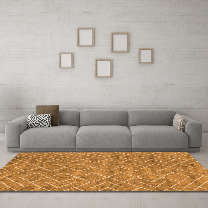 Machine Washable Abstract Orange Contemporary Area Rugs in a Living Room, wshcon1859org