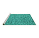 Sideview of Machine Washable Abstract Turquoise Contemporary Area Rugs, wshcon1859turq