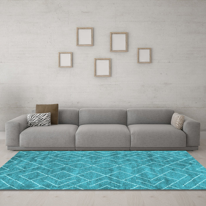 Machine Washable Abstract Light Blue Contemporary Rug in a Living Room, wshcon1859lblu