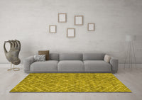 Machine Washable Abstract Yellow Contemporary Rug, wshcon1859yw