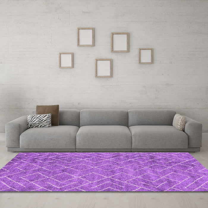 Machine Washable Abstract Purple Contemporary Area Rugs in a Living Room, wshcon1859pur