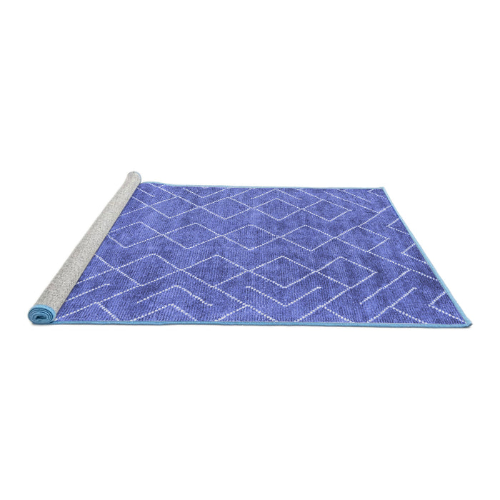 Sideview of Machine Washable Abstract Blue Contemporary Rug, wshcon1859blu