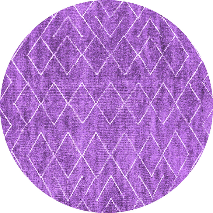 Round Machine Washable Abstract Purple Contemporary Area Rugs, wshcon1859pur