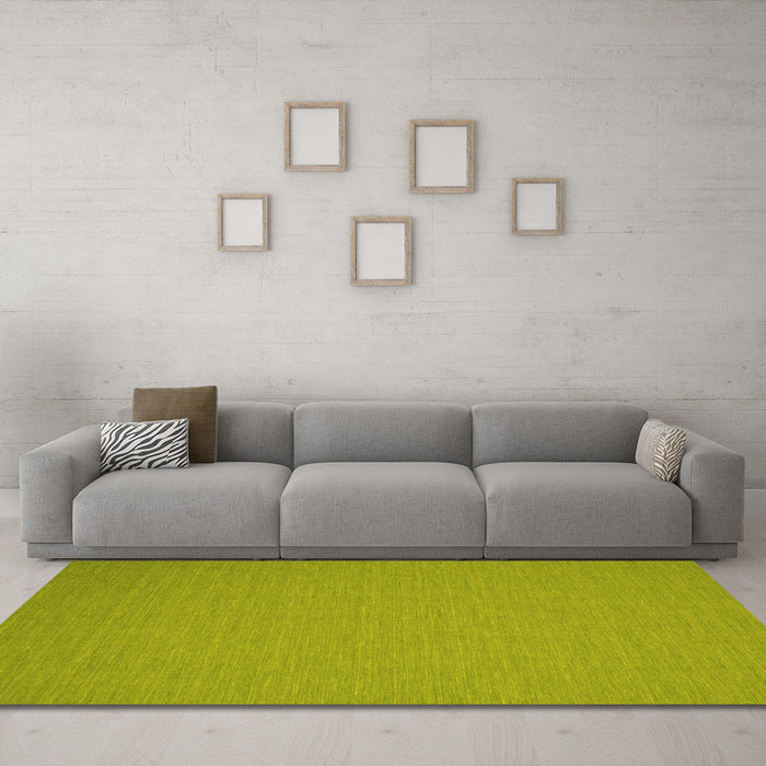 Machine Washable Abstract Yellow Contemporary Rug in a Living Room, wshcon185yw