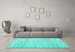 Machine Washable Abstract Turquoise Contemporary Area Rugs in a Living Room,, wshcon1860turq