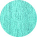 Round Machine Washable Abstract Turquoise Contemporary Area Rugs, wshcon1860turq