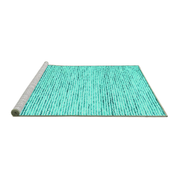 Sideview of Machine Washable Abstract Turquoise Contemporary Area Rugs, wshcon1860turq