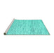 Sideview of Machine Washable Abstract Turquoise Contemporary Area Rugs, wshcon1860turq