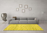 Machine Washable Abstract Yellow Contemporary Rug, wshcon1860yw