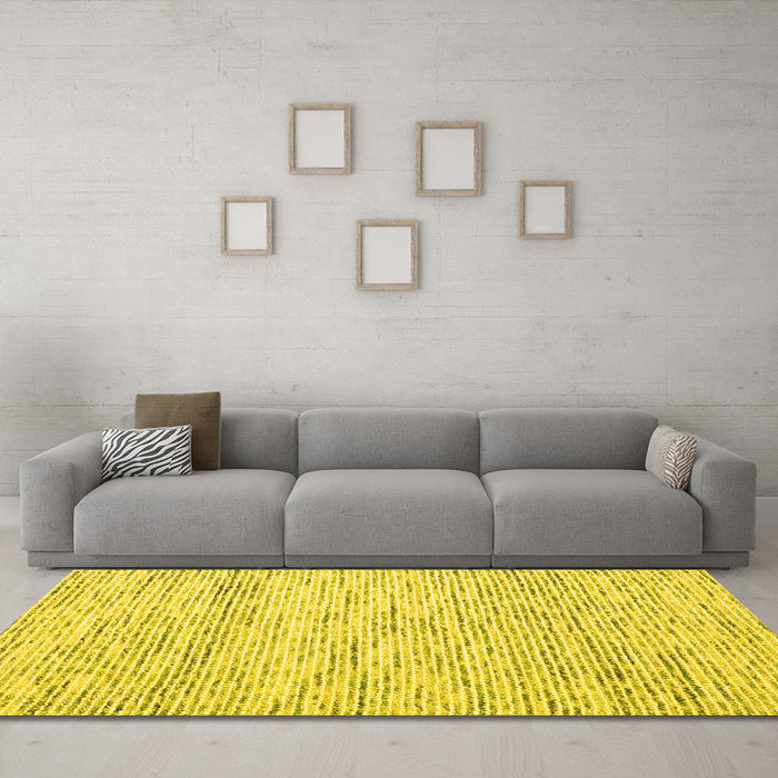 Machine Washable Abstract Yellow Contemporary Rug in a Living Room, wshcon1860yw