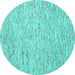 Round Machine Washable Abstract Turquoise Contemporary Area Rugs, wshcon1861turq