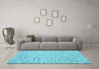 Machine Washable Abstract Light Blue Contemporary Rug, wshcon1861lblu