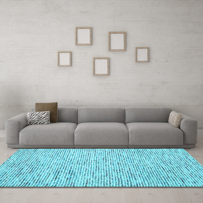 Machine Washable Abstract Light Blue Contemporary Rug in a Living Room, wshcon1861lblu
