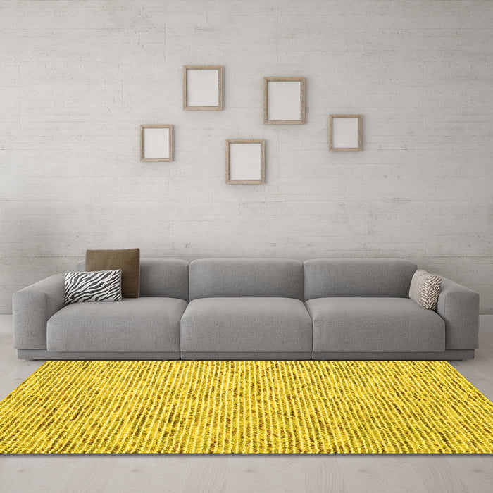 Machine Washable Abstract Yellow Contemporary Rug in a Living Room, wshcon1861yw