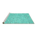 Sideview of Machine Washable Abstract Turquoise Contemporary Area Rugs, wshcon1861turq