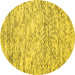 Round Machine Washable Abstract Yellow Contemporary Rug, wshcon1862yw