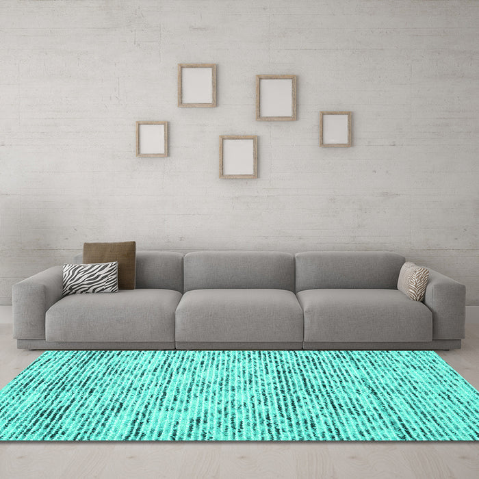 Machine Washable Abstract Turquoise Contemporary Area Rugs in a Living Room,, wshcon1862turq