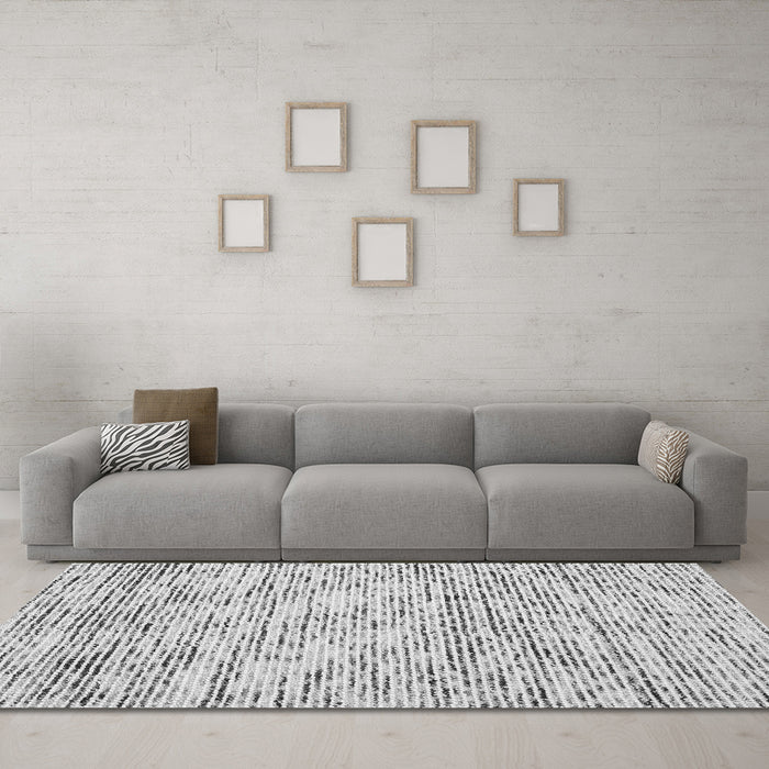 Machine Washable Abstract Gray Contemporary Rug in a Living Room,, wshcon1862gry